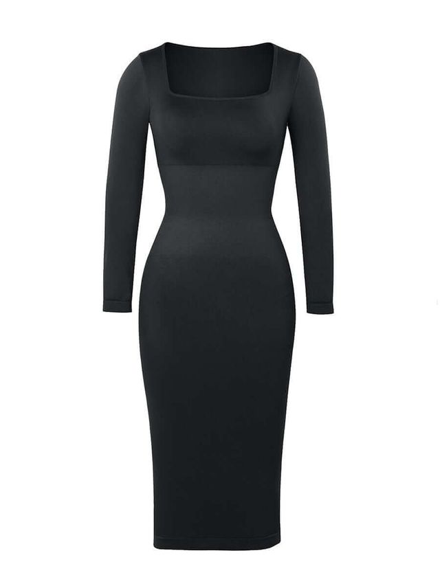 Seamless Square Neck Long Sleeve Shaper Dress